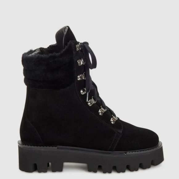Aquatalia Alyssa Water Resistant Genuine Shearling Boot- Midnight Brown/Black - Picture 2 of 12
